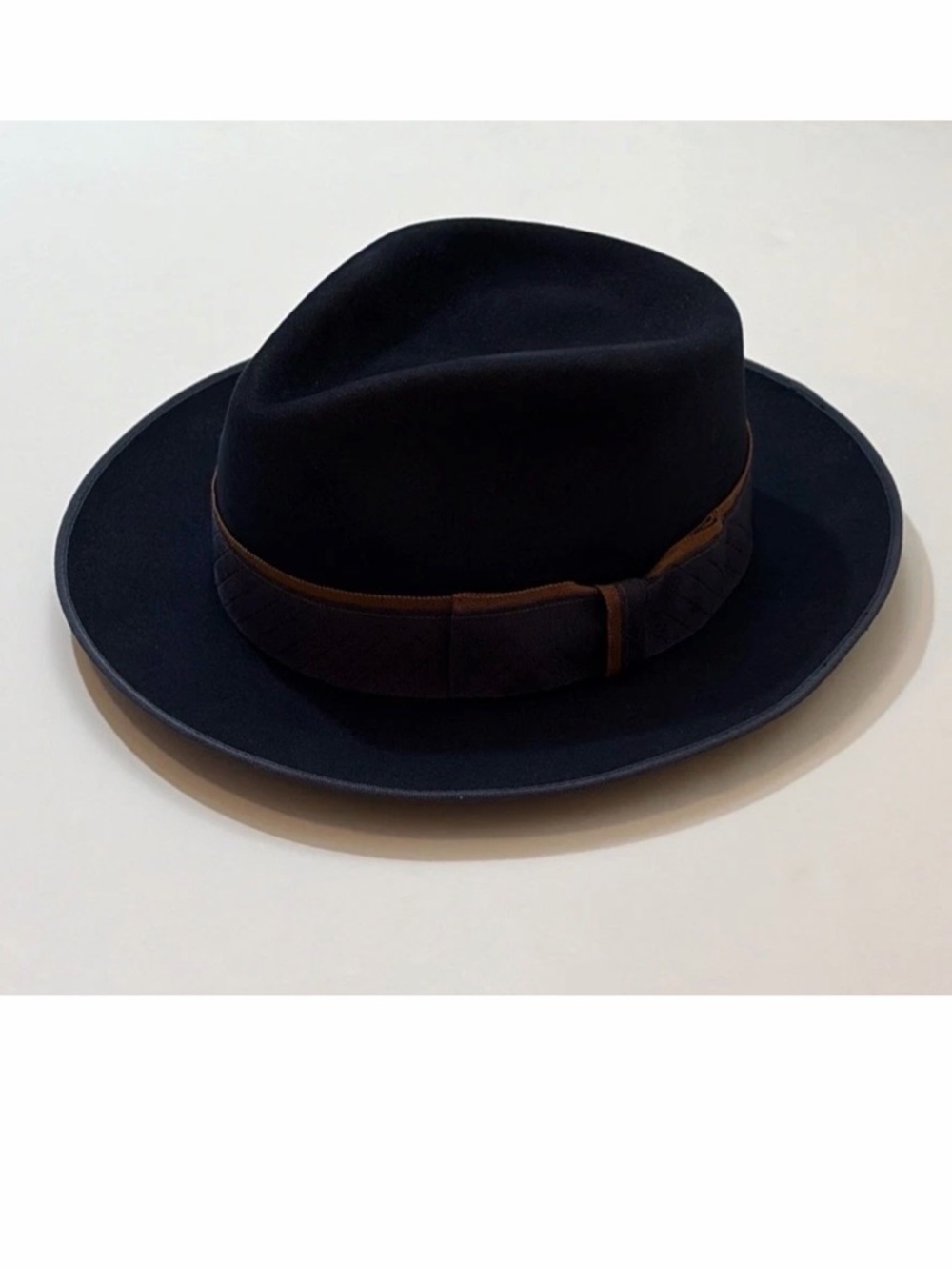 Stetson Navy Fedora with Brown Hatband